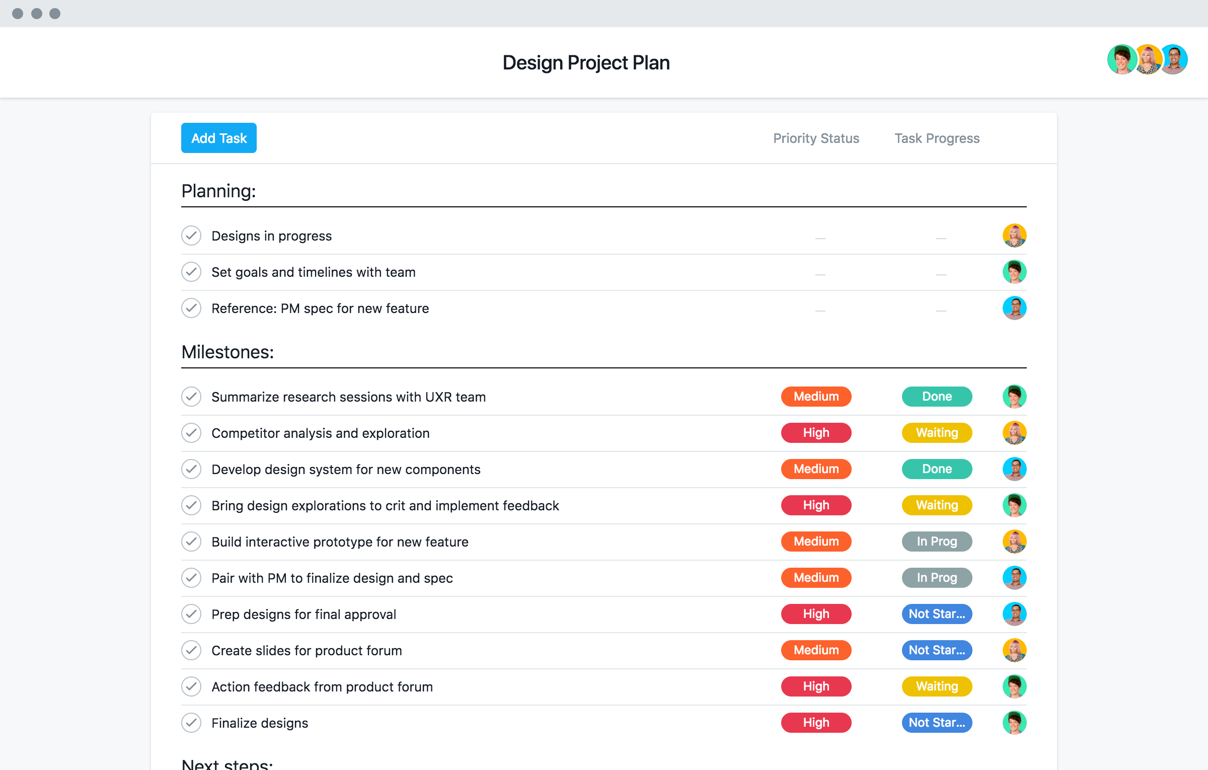 website design project management template